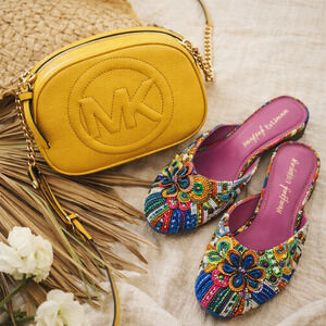 Michael Kors Yellow Crossbody Bag Brynn Pebbled Leather Chain Strap